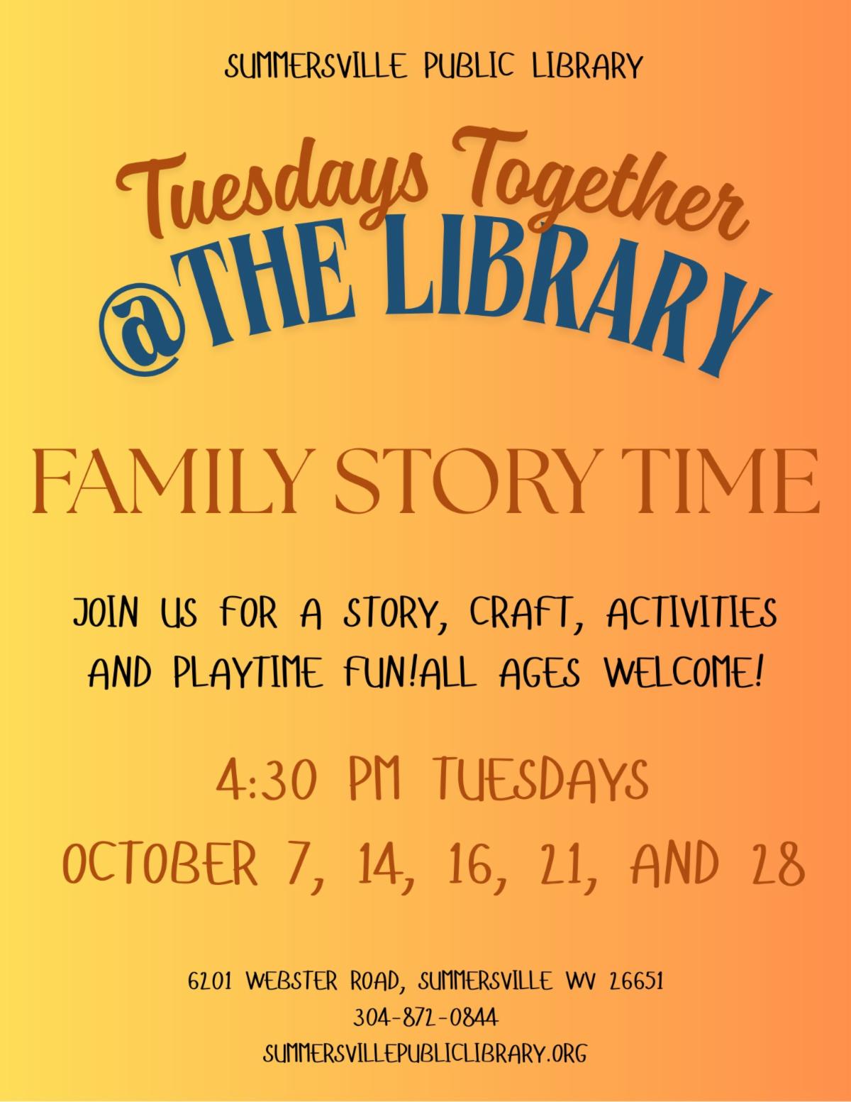 SPL Afternoon Story Time Oct 2025
